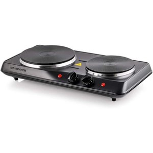 lot 50169 image: Ovente Countertop Electric Double Burner with Adjustable Temperature Control
