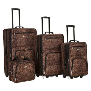 lot 51076 image: Rockland Jungle 4pc Softside Checked Luggage Set