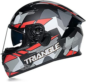 lot 51092 image: Motorcycle Modular Full Face Helmet, Dual Visor Flip Up Motorcycle Helmet with Optional Outer Lens, DOTECE Approved Motorbike Moped Street Bike Racing Helmet for Men Women, Red, XL  (Back Air vent broke)