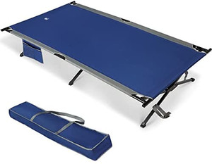 lot 51099 image: EVER ADVANCED Oversized XXL Folding Camping Cot for Outdoor Travel Portable Tent Bed with Carry Bag Support to 550 lbs