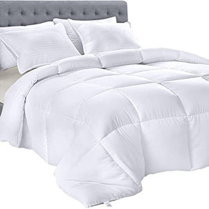 lot 62676 image: Utopia Bedding Down Alternative Comforter (King, White) - All Season Comforter - Plush Siliconized Fiberfill Duvet Insert - Box Stitched   (Size Unknown)  (SOLD AS IS)