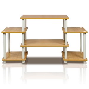 lot 62693 image: Furinno Turn-N-Tube No Tools Entertainment TV Stands, BeechWhite