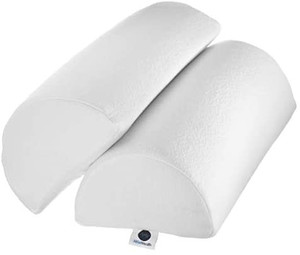 lot 62694 image: 2 PACK - XXL Half Moon Bolster pillow for Legs, Back and Head  Semi Roll for Ankle and Foot Comfort With White Cotton Machine washable cover  Premium Memory Foam  2 pillow system 22.1 x 8.7 x 5.1
