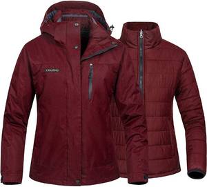 lot 62698 image: Womens 3 In 1 Waterproof Ski Jacket Windproof Snowboarding Jacket Warm Winter Snow Coat Raincoat  (Stock photo is different than actual product)