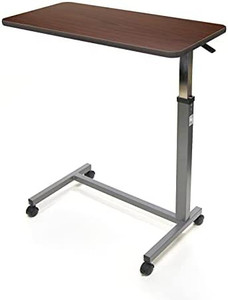 lot 62704 image: Invacare Hospital Style Overbed Table with Auto-Touch Adjustable Height and Wheels, Fits Over Beds and Bedside, 6417  (Stock photo is different than actual product)  (SOLD AS IS)