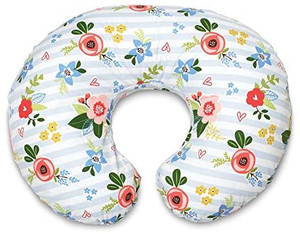 lot 62705 image: Boppy Original Nursing Pillow and Positioner, Blue Pink Posy, Cotton Blend Fabric with allover fashion  (Retails $44.00)