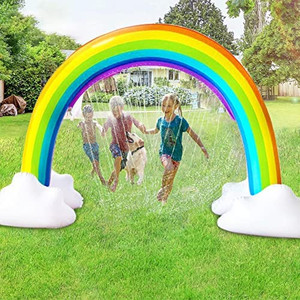 lot 62711 image: Inflatable Rainbow Sprinkler, Large Rainbow Arch Sprinkler Toys for Summer Outdoor Backyard Yard Lawn, Perfect Inflatable Cloud Sprinkler Water Park Toy Games (9.2 x 5.9)