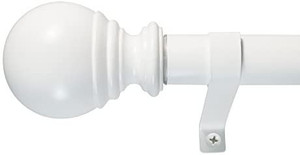 lot 62741 image: Decopolitan Ball Single Telescoping Drapery Rod Set, 36-72-Inches, White