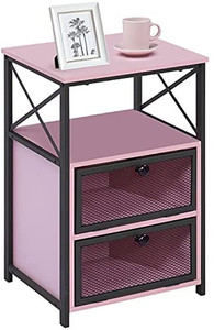 lot 62742 image: Modern Nightstand, End Table with flip Drawer and X-Design Side for Bedroom Living Room Office, Easy Assembly, Brown, Set of 1   (Stock photo is different than actual product)