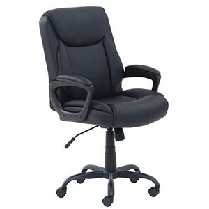 lot 62746 image: Basics Classic Puresoft PU-Padded Mid-Back Office Computer Desk Chair with Armrest, Black