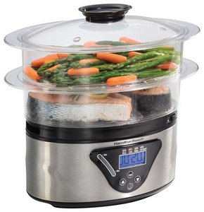 lot 63682 image: Hamilton Beach - 5-12-Quart Digital Steamer, Silver