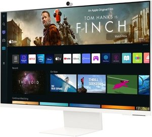 lot 63763 image: Samsung - 32 M80B UHD Smart Monitor with Streaming TV and SlimFit Camera Included - Warm White   (Retails $700)