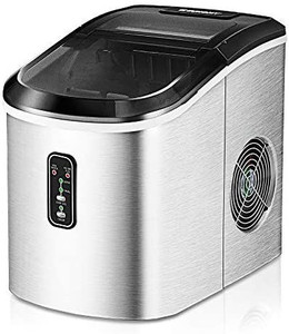 lot 63774 image: Euhomy Ice Maker Machine Countertop, 26 lbs in 24 Hours, 9 Cubes Ready in 6 Mins, Self-Clean Electric Ice Maker Compact Potable Ice Maker with Ice Scoop and Basket, Silver