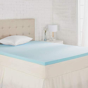 lot 63782 image: Amazon Basics Cooling Gel-Infused Memory Foam Mattress Topper - Ventilated for Airflow, CertiPUR-US Certified Foam, 2-Inch, Twin  (May not be exact stock photo)