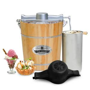 lot 66683 image: Elite Gourmet 4Qt. Old Fashioned Pine Bucket ElectricManual Ice Cream Maker, Pine  (Might be missing pieces)   (SOLD AS IS)