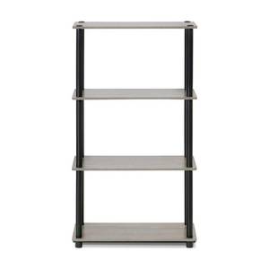 lot 66708 image: Furinno Turn-N-Tube 4-Tier Multipurpose Shelf Display Rack, French Oak GreyBlack