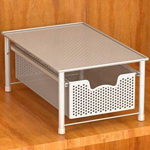 lot 66711 image: Simple Houseware Stackable Cabinet Basket Drawer Organizer, White