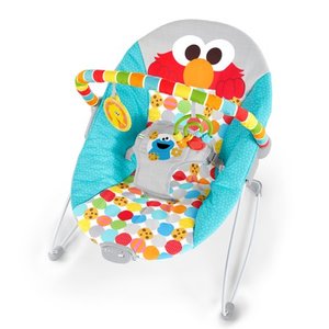 lot 66721 image: Bright Starts Sesame Street I Spot Elmo Vibrating Bouncer with Toy Bar