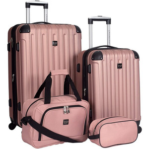 lot 66738 image: Hardside 4-Piece Luggage Travel Set, Rose Gold