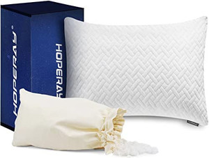lot 67051 image: Bed Neck Pillows for Sleeping - Bedding Shredded Memory Foam Firm Pillow - Support Side Sleeper Pillow - Adjustable Loft Washable Removable Cooling Bamboo derived Rayon Pillowcase   (May not be exact stock photo)