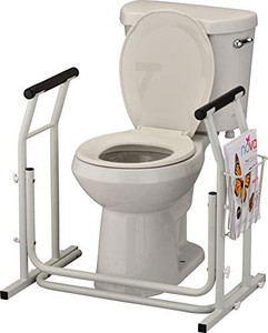 lot 67061 image: Stand Alone Toilet Rails & Frame, Portable & Lightweight Safety Support Frame for Bathroom Toilet, Quick & Easy Installation