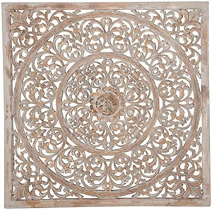 lot 67062 image: Deco 79 Traditional Wood Flowers Wall Decor, 24 W x 24 H, May not be exact stock photo