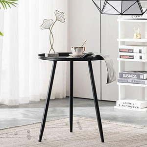 lot 67066 image: APICIZON 16 Round Side Table, Black End Table for Living Room, Bedside, Mid Century Modern Coffee Table or Circle Accent Table for Small Spaces, Metal Nightstand (Black)