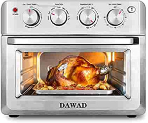 lot 67070 image: Toaster Oven Air Fryer Combo, DAWAD 19QT Countertop Convection Oven, 4 Accessories, Easy Clean, Stainless Steel  (Retails $122)