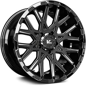 lot 67072 image: V-Rock - VR10 Recoil Gloss BlackMilled Spokes Wheel 18x9.56x5.515mm Offset   (Retails $214)