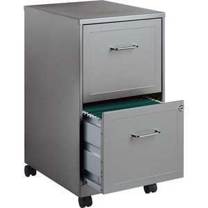 lot 67080 image: Lorell 2 Drawers Steel Vertical Lockable Filing Cabinet, Gray