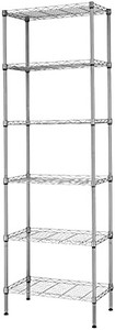 lot 67083 image: SINGAYE 6-Shelf Storage Shelf Wire Shelving Unit Metal Shelves Unit Storage Adjustable, Standing Shelf Units with PP Liner 21.25 W X 11.41D X 69 H (Silver)
