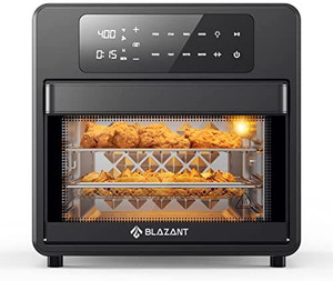 lot 67087 image: Toaster Oven Air Fryer Combo, BLAZANT T11 Air Fryer Oven with Shake Reminder, 8-in-1 Air Fryer Oven with Rotisserie and Dehydrator, Extra Large Capacity, LED Touch Screen, Cookbook & 7 Accessories   (Retails $109)