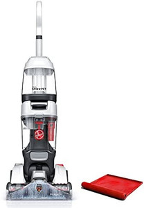 lot 67089 image: Hoover Dual Spin Pet Plus Carpet Cleaner Machine, Upright Shampooer, FH54050V, White, Used Condition, Plugged in, Turns On  (Retails $169)