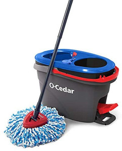 lot 67104 image: O-Cedar EasyWring RinseClean Microfiber Spin Mop & Bucket Floor Cleaning System, Grey, Used