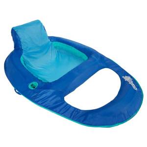 lot 67105 image: SwimWays Spring Float Recliner Swim Lounger for Pool or Lake with Hyper-Flate Valve, Blue
