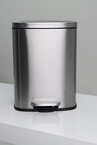 lot 67129 image: Eviva Totti 1.3 Gallon Stainless Steel Matte Finish Rectangular Trash Can with Soft Closing Lid