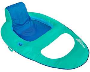 lot 67174 image: SwimWays Inflatable Soft Mesh Twist and Fold Spring Stable Relaxing Recliner Pool and Lake Float Lounger with Cup Holder, Backrest, and Headrest, Aqua
