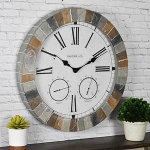 lot 6044 image: FirsTime & Co.� Garden Stone Outdoor Clock, American Crafted, Faux Slate, 18 x 2 x 18 in, (99670)