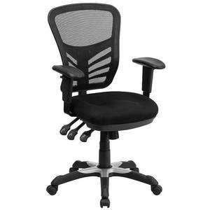 lot 6959 image: Flash Furniture - Mid-Back Mesh Multifunction Executive Swivel Ergonomic Office Chair with Adjustable Arms - Black