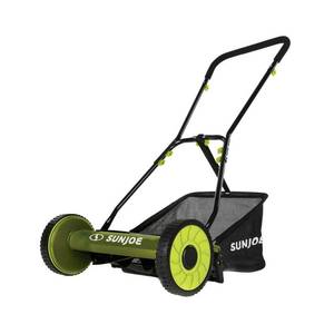 lot 6975 image: Sun Joe MJ500M Manual Reel Mower w Grass Catcher - 16 inch