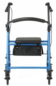 lot 7557 image: Medline Mobility Lightweight Folding Aluminum Rollator Walker with 6-inch Wheels, Adjustable Seat and Arms, Light Blue - Blue