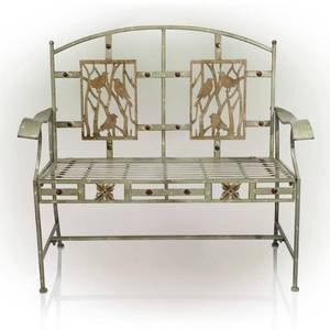lot 7845 image: Alpine Corporation Birds On Branches Bronze Garden Bench - Retail$223.99
