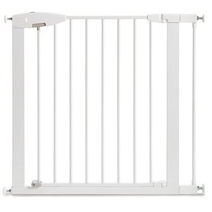 lot 7880 image: Munchkin Easy Close Pressure Mounted Baby Gate for Stairs, Hallways and Doors, Walk Through with Door, Metal, White 29.5x31.5
