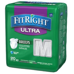 lot 7914 image: FitRight OptiFit Briefs Ultra Absorbency Disposable Adult Briefs with Tabs Medium 32 -44 4 bags of 20 (80 Count)