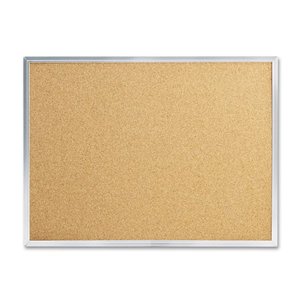 lot 7915 image: Mead Cork Bulletin Board 24 x 18 Silver Aluminum Frame