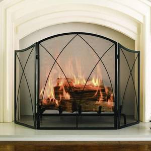 lot 7619 image: Pleasant Hearth Arched Fireplace Screen Black