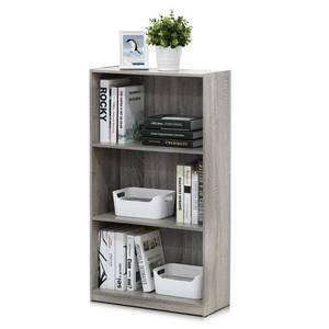 lot 7632 image: Furinno Basic 3-Tier Bookcase Storage Shelves, French Oak Grey