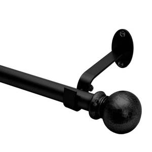 lot 7634 image: Farmhouse Adjustable 86-120 Curtain Rod with Ball Finials