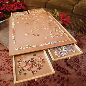 lot 7653 image: Bits and Pieces -Original Standard Wooden Jigsaw Puzzle Plateau-The Complete Puzzle Storage System