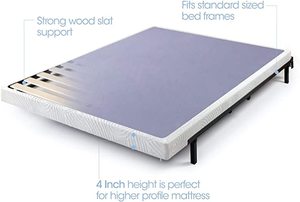 lot 7834 image: Zinus Walter 4 Inch Low Profile Metal Box Spring With Wood Slats, Full Box Dmg